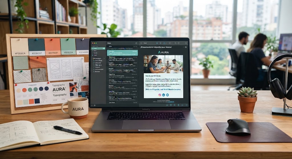 Campaña de email marketing abierta en un laptop